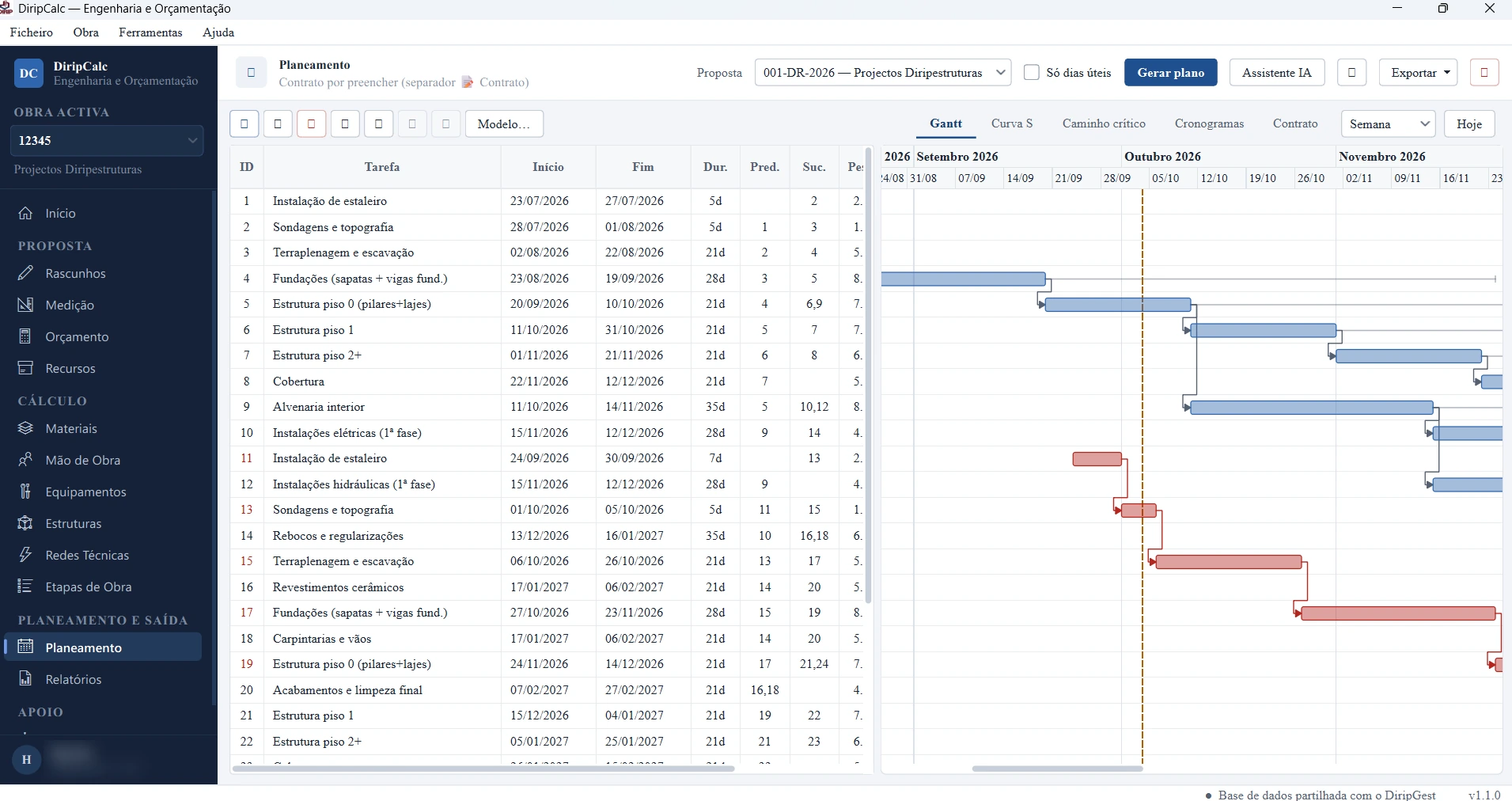 Planeamento — Gantt