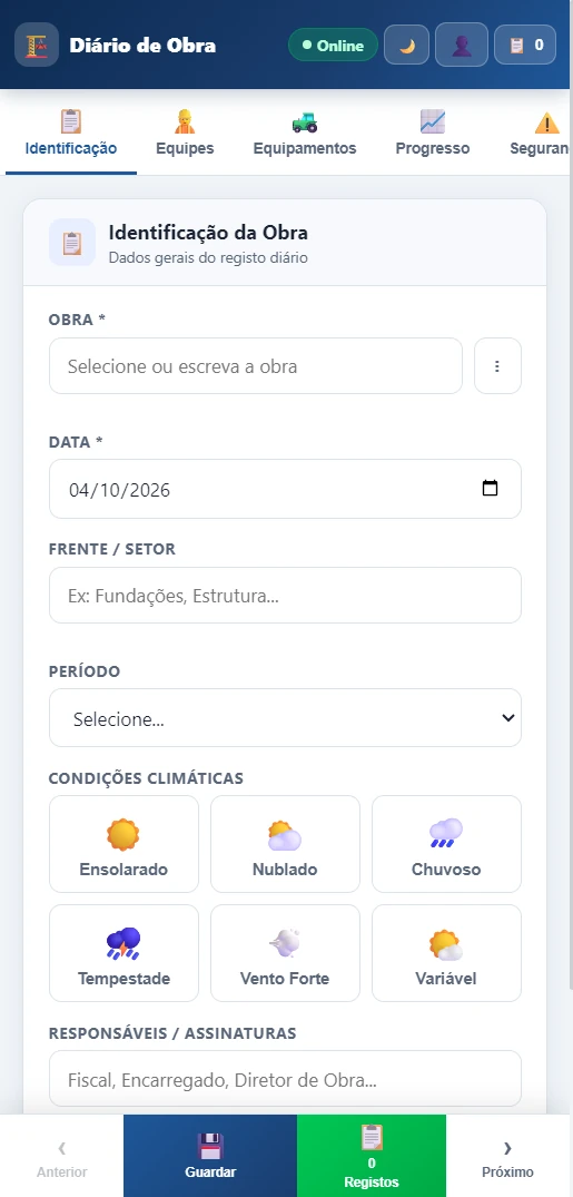 Diário no telemóvel